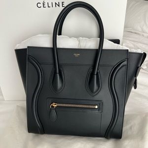 CELINE MICRO LUGGAGE HANDBAG IN SMOOTH CALFSKIN BLACK
